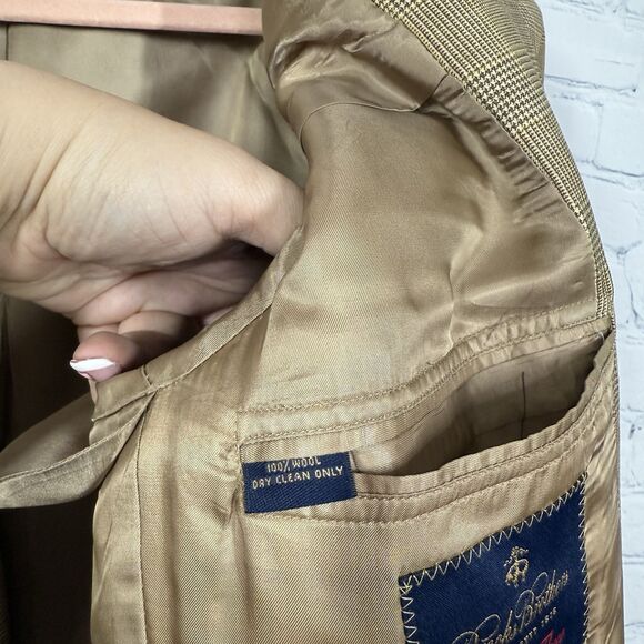 Vintage Brooks Brothers Houndstooth Blazer Mens Size 42L Plaid Wool Sports Coat - Picture 6 of 14